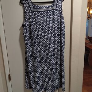 Talbot's Navy and White Geometric Pattern Dress